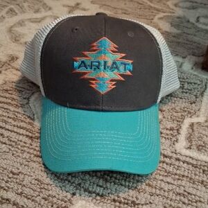 Ariat Black & Teal Cap with Embroidered Logo Snap Back Trucker Aztec Tribal Hat